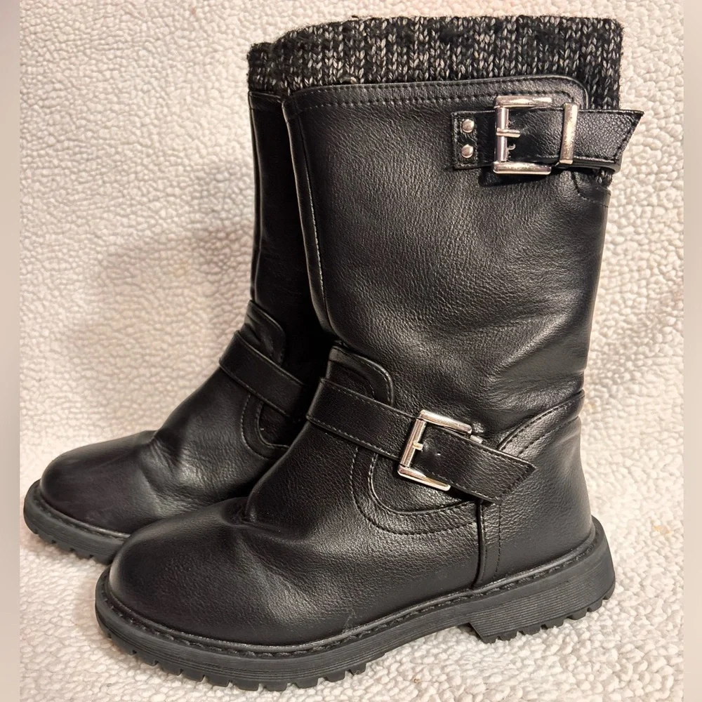 DV by Dolce Vita Black Motorcycle Boots with Buckle Straps - Picture 4 of 14